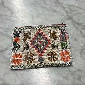 Native American Beaded Pouch with Leather Lining from 1920's Handmade